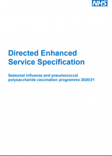 Directed Enhanced Service Specification: Seasonal influenza and pneumococcal polysaccharide vaccination programme 2020/21